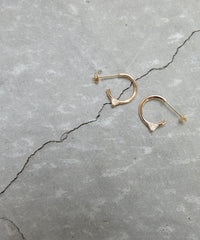 K10Nude"Symbol"Hoop Diamond S-Earring